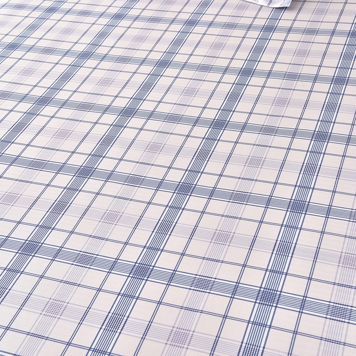 91家纺网 家纺一手货源 找家纺 念家居 2026新款轻奢可机洗水洗床单款高密大版斜纹冰丝凉席三件套 蓝灰格纹