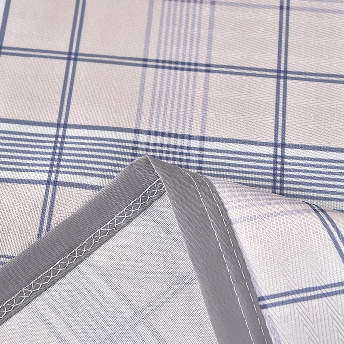 91家纺网 家纺一手货源 找家纺 念家居 2026新款轻奢可机洗水洗床单款高密大版斜纹冰丝凉席三件套 蓝灰格纹