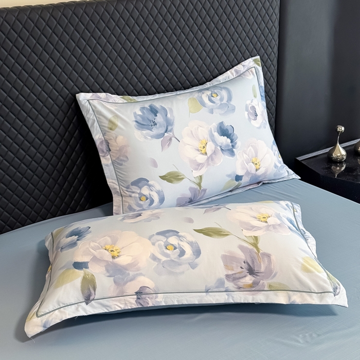 91家纺网 家纺一手货源 找家纺 赛丽雅 2026新款拼角轻奢冰丝凉感夏被四件套 云兮