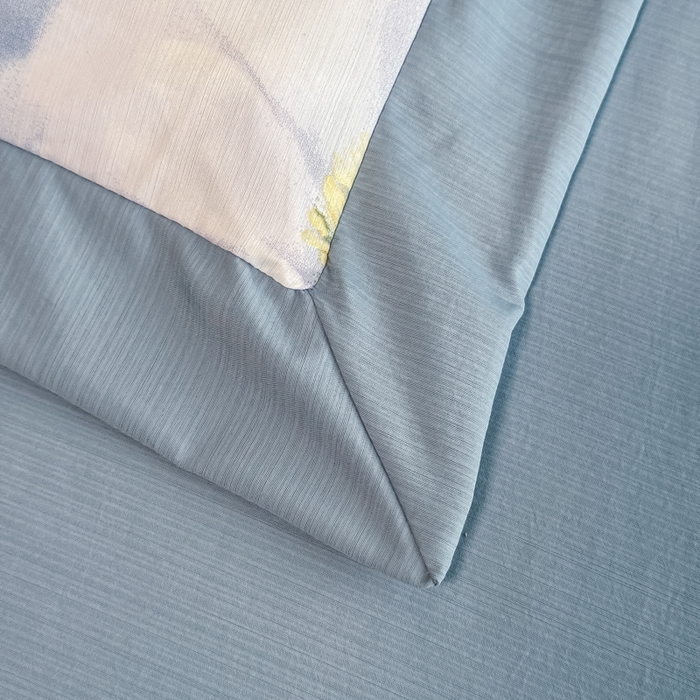 91家纺网 家纺一手货源 找家纺 赛丽雅 2026新款拼角轻奢冰丝凉感夏被四件套 云兮