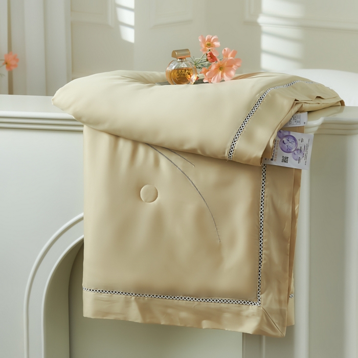 太阳羽家纺 2026新款天丝绣花镂空夏凉被空调被深睡眠夏被 香槟色