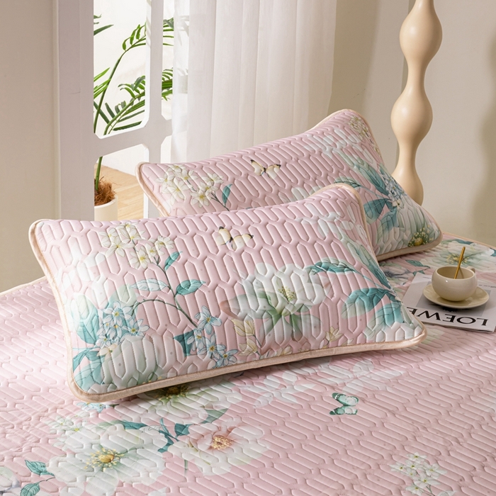 91家纺网 家纺一手货源 找家纺 美丽折家纺 2026新款0.6厚乳胶凉席印花系列 花颜