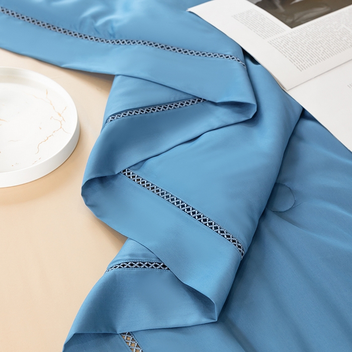 91家纺网 家纺一手货源 找家纺 太阳羽家纺 2026新款40s冰蚕科技天丝镂空夏被绣花夏凉被空调被子 清雅冰-蓝