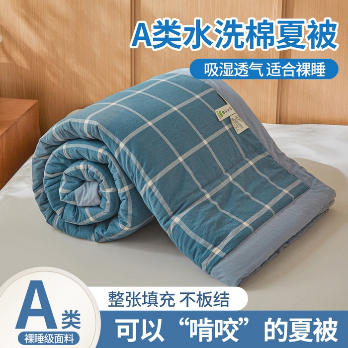 91家纺网 家纺一手货源 找家纺 牛魔王家居 2026新款A类水洗棉新疆棉花夏被 被子被芯 马卡龙