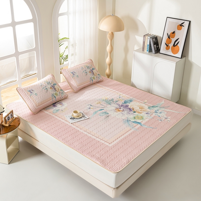 91家纺网 家纺一手货源 找家纺 美丽折家纺 2026新款0.6厚乳胶凉席印花系列 施华洛风情