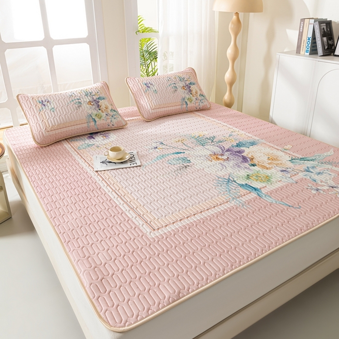 91家纺网 家纺一手货源 找家纺 美丽折家纺 2026新款0.6厚乳胶凉席印花系列 施华洛风情