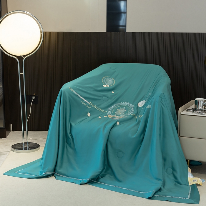 太阳羽家纺 2026新款60支天丝提花镂空夏被夏凉被空调被冰豆系列 冰豆-孔雀绿