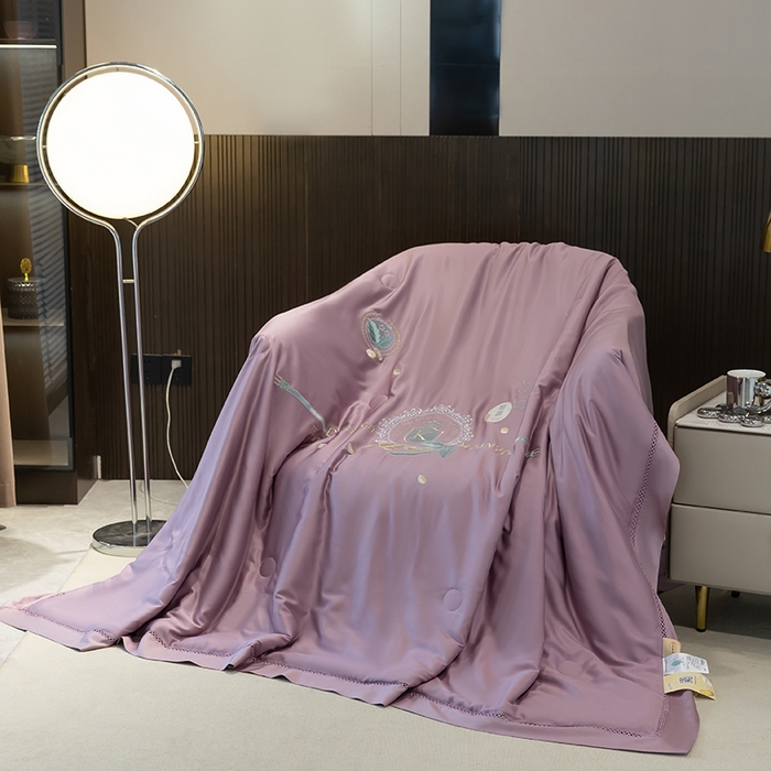 太阳羽家纺 2026新款60支天丝提花镂空夏被夏凉被空调被冰豆系列 冰豆-丁香紫