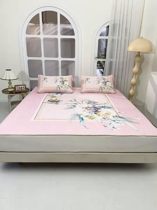 91家纺网 家纺一手货源 找家纺 美丽折家纺 2026新款0.6厚乳胶凉席印花系列 施华洛风情