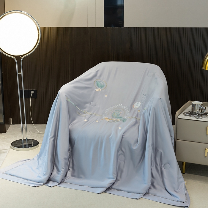 太阳羽家纺 2026新款60支天丝提花镂空夏被夏凉被空调被冰豆系列 冰豆-轻奢灰