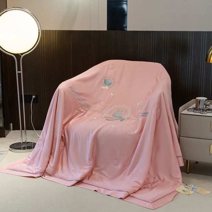 太阳羽家纺 2026新款60支天丝提花镂空夏被夏凉被空调被冰豆系列 冰豆-暗红