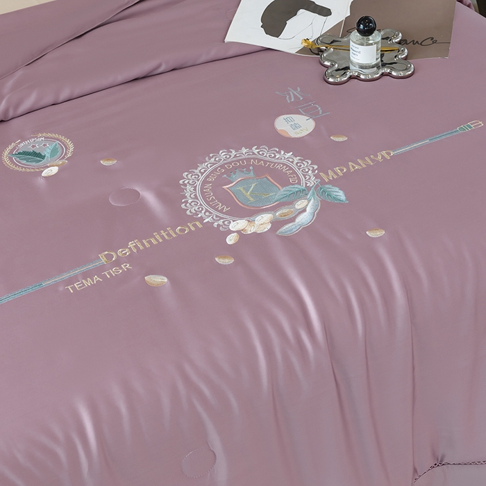 91家纺网 家纺一手货源 找家纺 太阳羽家纺 2026新款60支天丝提花镂空夏被夏凉被空调被冰豆系列 冰豆-丁香紫