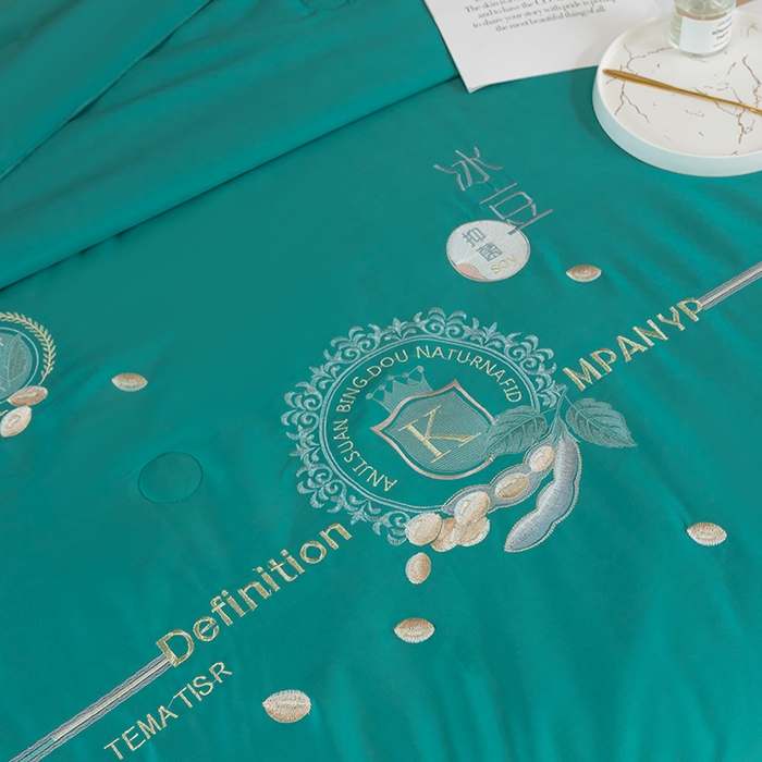 91家纺网 家纺一手货源 找家纺 太阳羽家纺 2026新款60支天丝提花镂空夏被夏凉被空调被冰豆系列 冰豆-孔雀绿