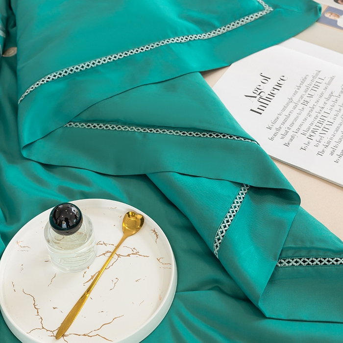 91家纺网 家纺一手货源 找家纺 太阳羽家纺 2026新款60支天丝提花镂空夏被夏凉被空调被冰豆系列 冰豆-孔雀绿