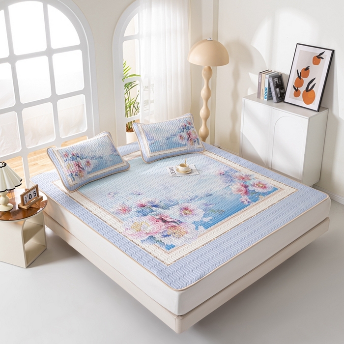 91家纺网 家纺一手货源 找家纺 美丽折家纺 2026新款0.6厚乳胶凉席印花系列 水墨江南