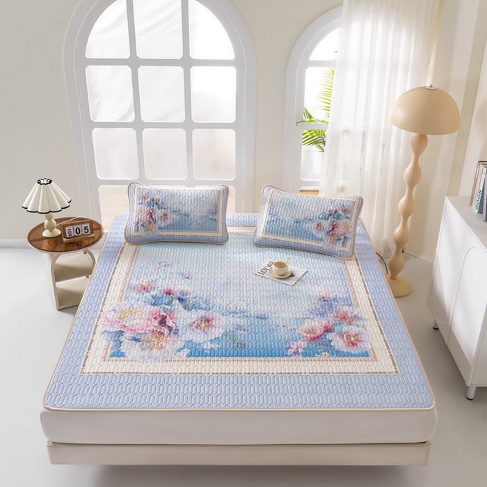 91家纺网 家纺一手货源 找家纺 美丽折家纺 2026新款0.6厚乳胶凉席印花系列 水墨江南