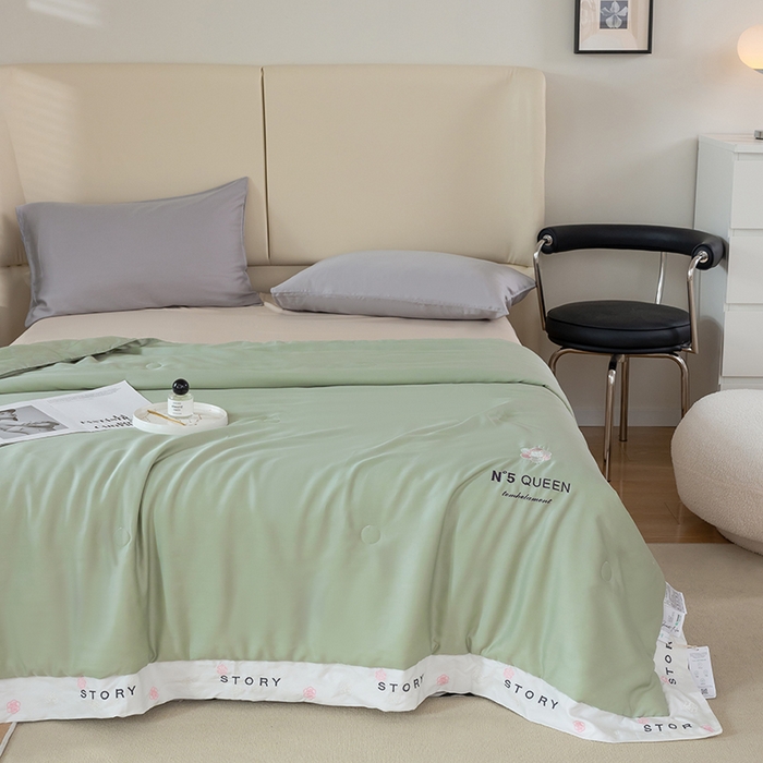 91家纺网 家纺一手货源 找家纺 太阳羽家纺 2026新款60支天丝提花镂空夏被夏凉被空调被艾诺维系列 艾诺维-绿