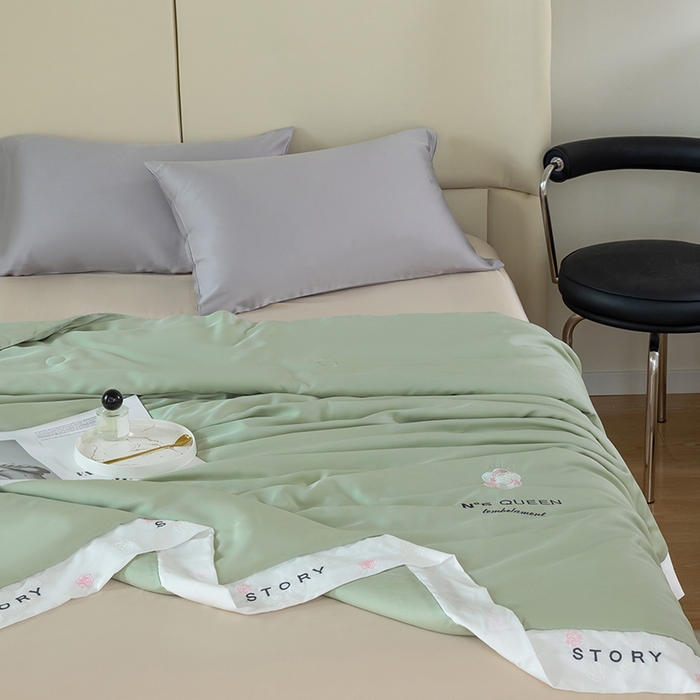 91家纺网 家纺一手货源 找家纺 太阳羽家纺 2026新款60支天丝提花镂空夏被夏凉被空调被艾诺维系列 艾诺维-绿