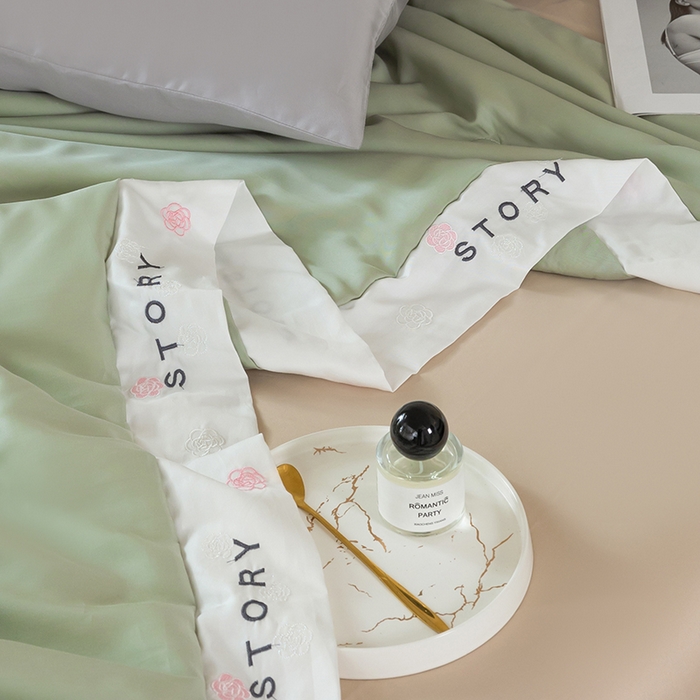 91家纺网 家纺一手货源 找家纺 太阳羽家纺 2026新款60支天丝提花镂空夏被夏凉被空调被艾诺维系列 艾诺维-绿