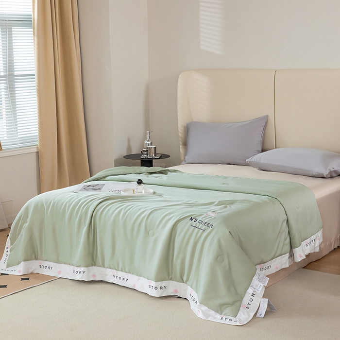 91家纺网 家纺一手货源 找家纺 太阳羽家纺 2026新款60支天丝提花镂空夏被夏凉被空调被艾诺维系列 艾诺维-绿