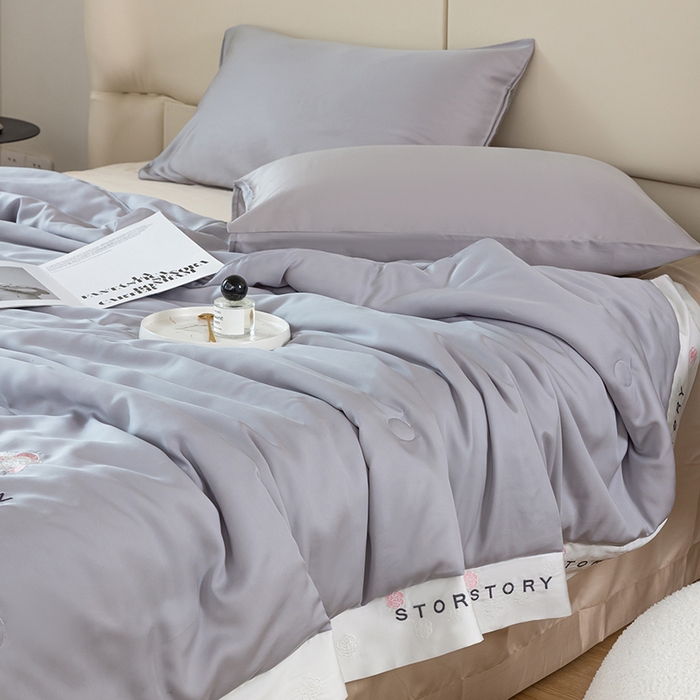 91家纺网 家纺一手货源 找家纺 太阳羽家纺 2026新款60支天丝提花镂空夏被夏凉被空调被艾诺维系列 艾诺维-灰