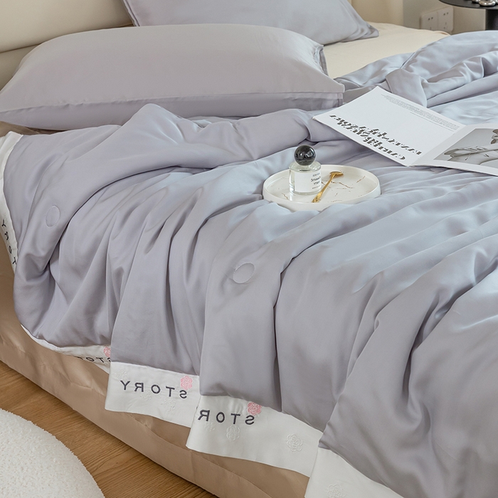 91家纺网 家纺一手货源 找家纺 太阳羽家纺 2026新款60支天丝提花镂空夏被夏凉被空调被艾诺维系列 艾诺维-灰