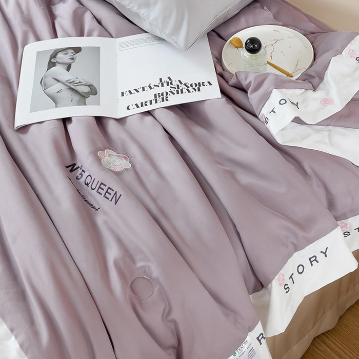 91家纺网 家纺一手货源 找家纺 太阳羽家纺 2026新款60支天丝提花镂空夏被夏凉被空调被艾诺维系列 艾诺维-紫