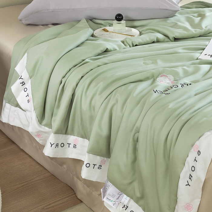 91家纺网 家纺一手货源 找家纺 太阳羽家纺 2026新款60支天丝提花镂空夏被夏凉被空调被艾诺维系列 艾诺维-绿