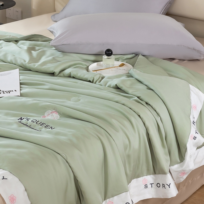 91家纺网 家纺一手货源 找家纺 太阳羽家纺 2026新款60支天丝提花镂空夏被夏凉被空调被艾诺维系列 艾诺维-绿