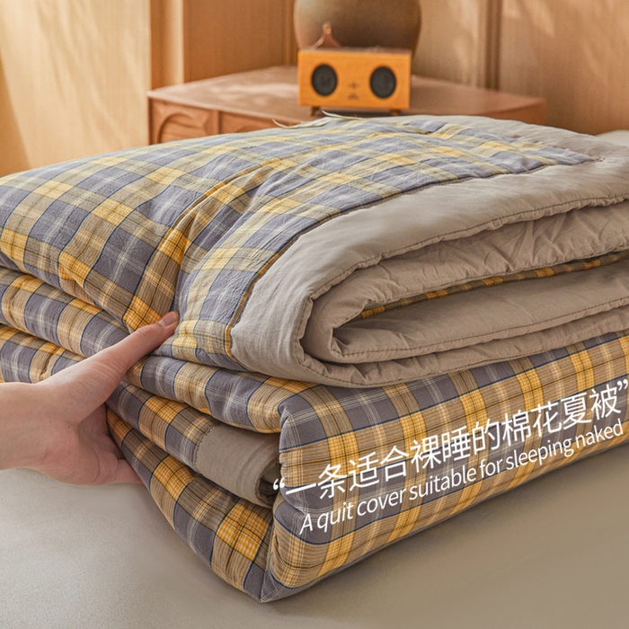 91家纺网 家纺一手货源 找家纺 牛魔王家居 2026新款A类水洗棉新疆棉花夏被 被子被芯 诺卡黄