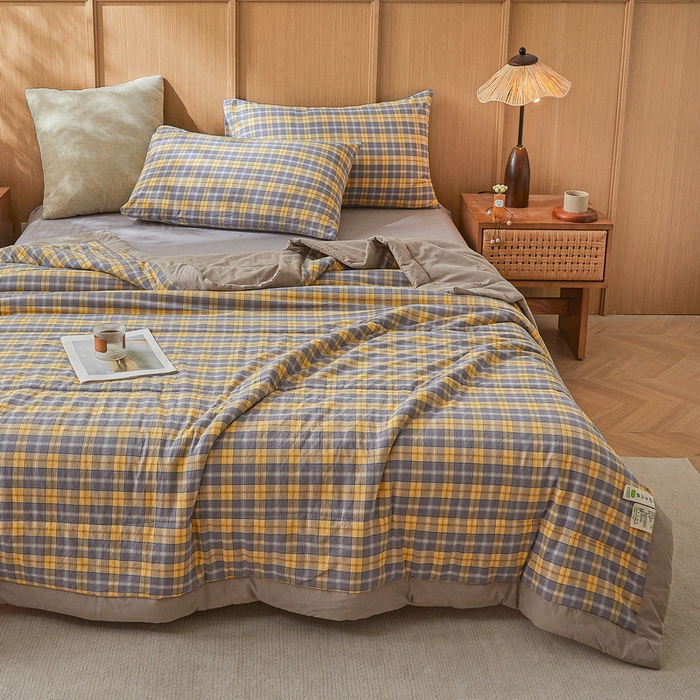 91家纺网 家纺一手货源 找家纺 牛魔王家居 2026新款A类水洗棉新疆棉花夏被 被子被芯 诺卡黄