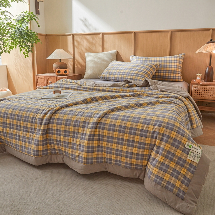 91家纺网 家纺一手货源 找家纺 牛魔王家居 2026新款A类水洗棉新疆棉花夏被 被子被芯 诺卡黄