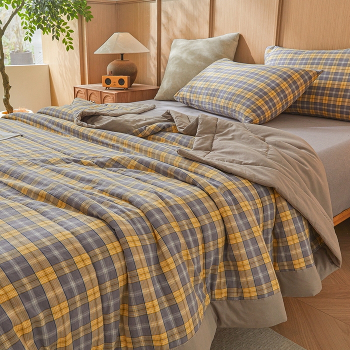 91家纺网 家纺一手货源 找家纺 牛魔王家居 2026新款A类水洗棉新疆棉花夏被 被子被芯 诺卡黄