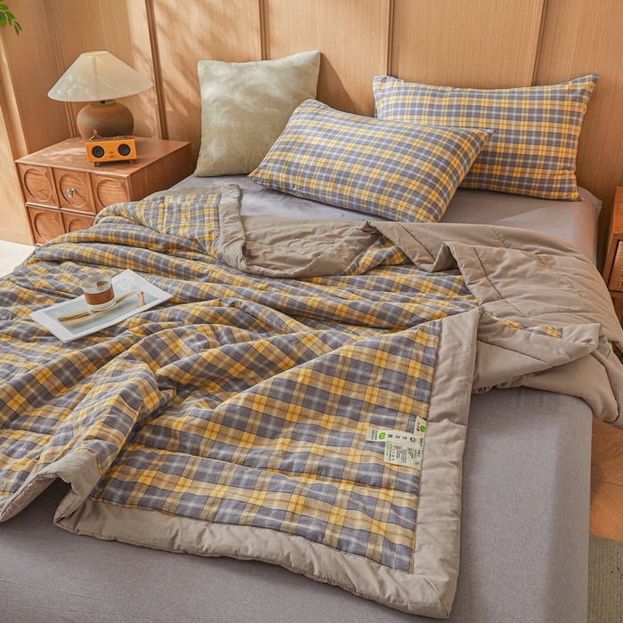 91家纺网 家纺一手货源 找家纺 牛魔王家居 2026新款A类水洗棉新疆棉花夏被 被子被芯 诺卡黄