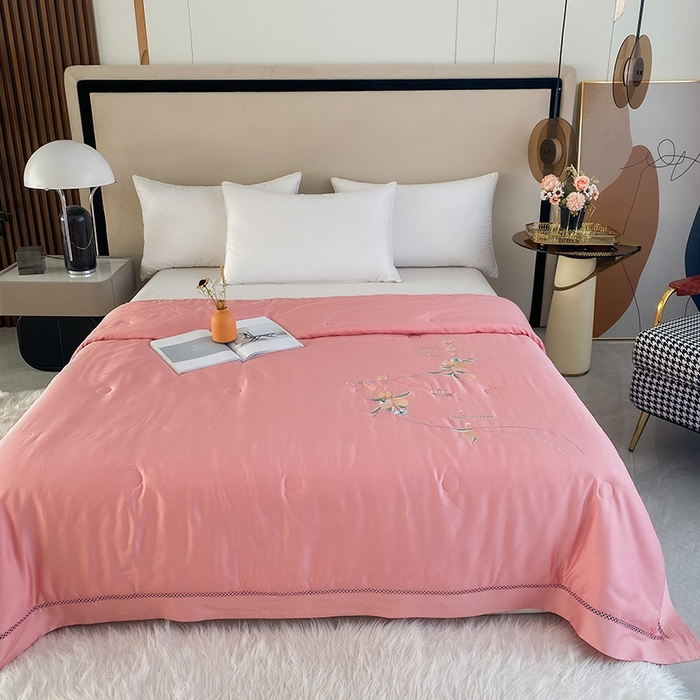 91家纺网 家纺一手货源 找家纺 太阳羽家纺 2026新款亲肤柔软柠檬天丝夏被被子被芯 柠檬-暗红