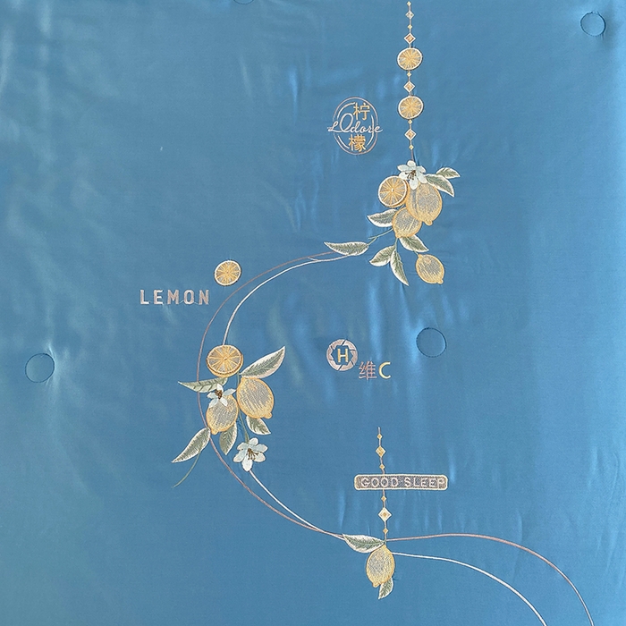 91家纺网 家纺一手货源 找家纺 太阳羽家纺 2026新款亲肤柔软柠檬天丝夏被被子被芯 柠檬-深蓝