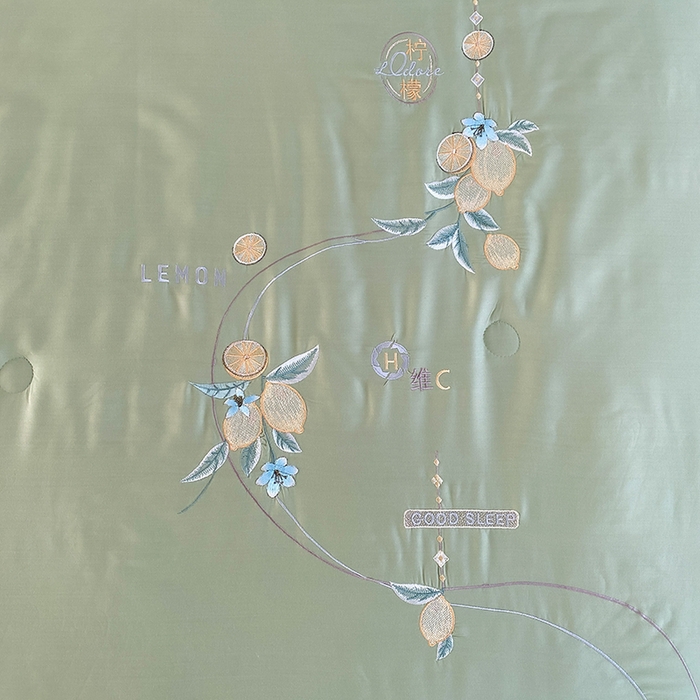 91家纺网 家纺一手货源 找家纺 太阳羽家纺 2026新款亲肤柔软柠檬天丝夏被被子被芯 柠檬-豆绿