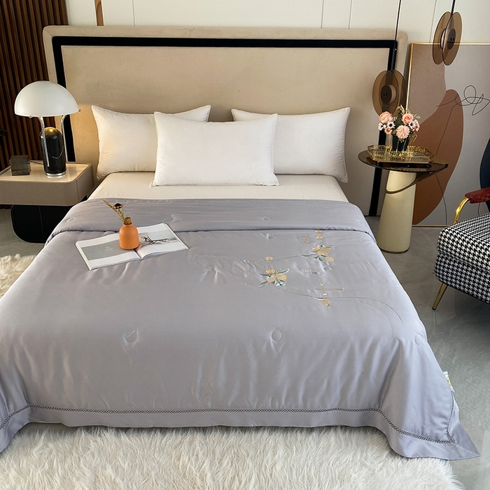 91家纺网 家纺一手货源 找家纺 太阳羽家纺 2026新款亲肤柔软柠檬天丝夏被被子被芯 柠檬-银灰