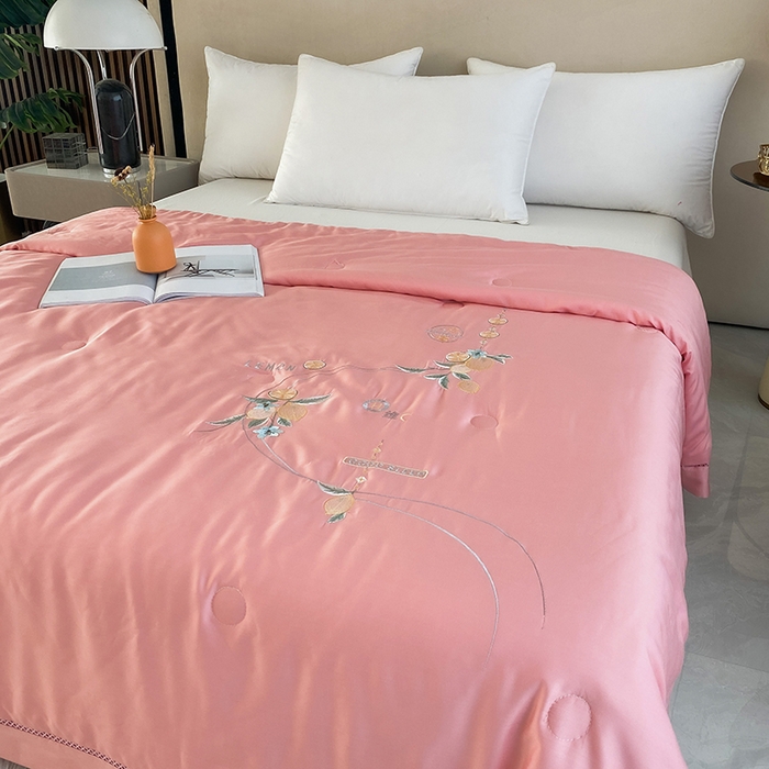 91家纺网 家纺一手货源 找家纺 太阳羽家纺 2026新款亲肤柔软柠檬天丝夏被被子被芯 柠檬-暗红