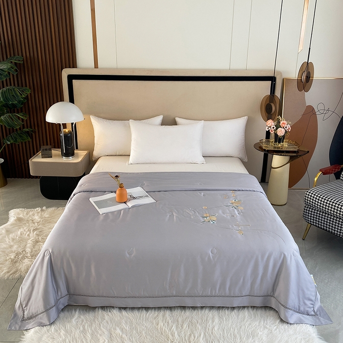 太阳羽家纺 2026新款亲肤柔软柠檬天丝夏被被子被芯 柠檬-银灰