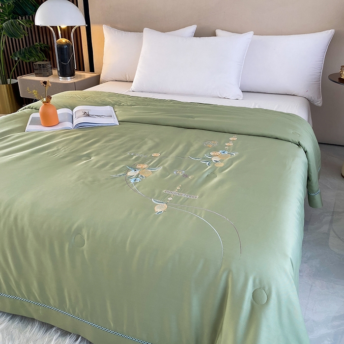 91家纺网 家纺一手货源 找家纺 太阳羽家纺 2026新款亲肤柔软柠檬天丝夏被被子被芯 柠檬-豆绿