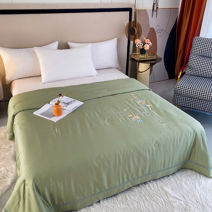 91家纺网 家纺一手货源 找家纺 太阳羽家纺 2026新款亲肤柔软柠檬天丝夏被被子被芯 柠檬-豆绿