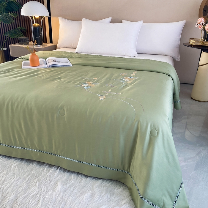 91家纺网 家纺一手货源 找家纺 太阳羽家纺 2026新款亲肤柔软柠檬天丝夏被被子被芯 柠檬-豆绿