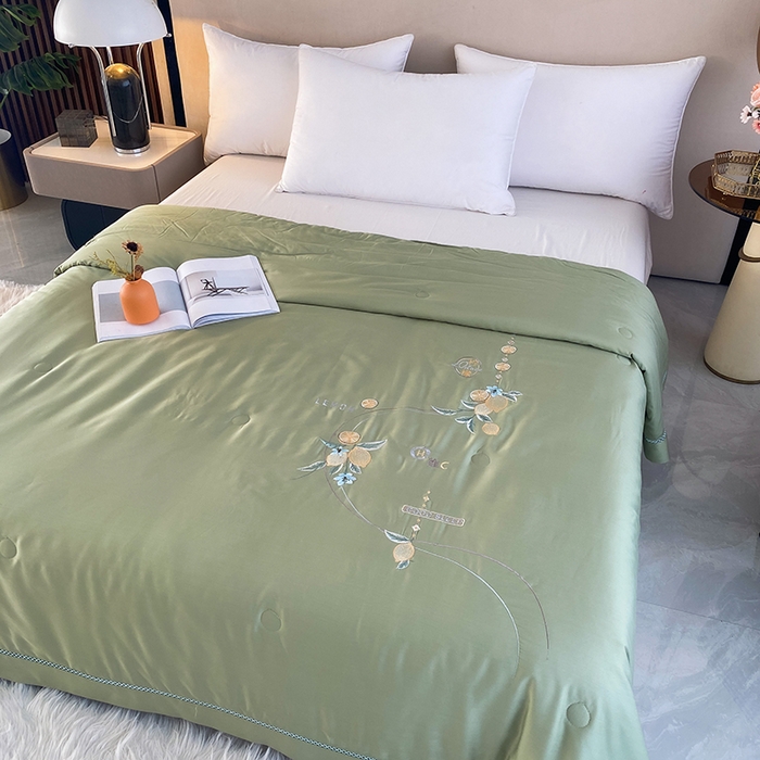 91家纺网 家纺一手货源 找家纺 太阳羽家纺 2026新款亲肤柔软柠檬天丝夏被被子被芯 柠檬-豆绿