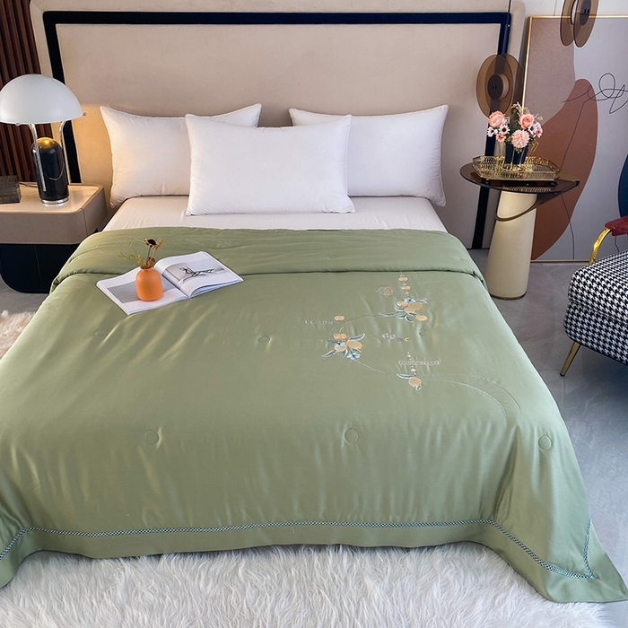 91家纺网 家纺一手货源 找家纺 太阳羽家纺 2026新款亲肤柔软柠檬天丝夏被被子被芯 柠檬-豆绿