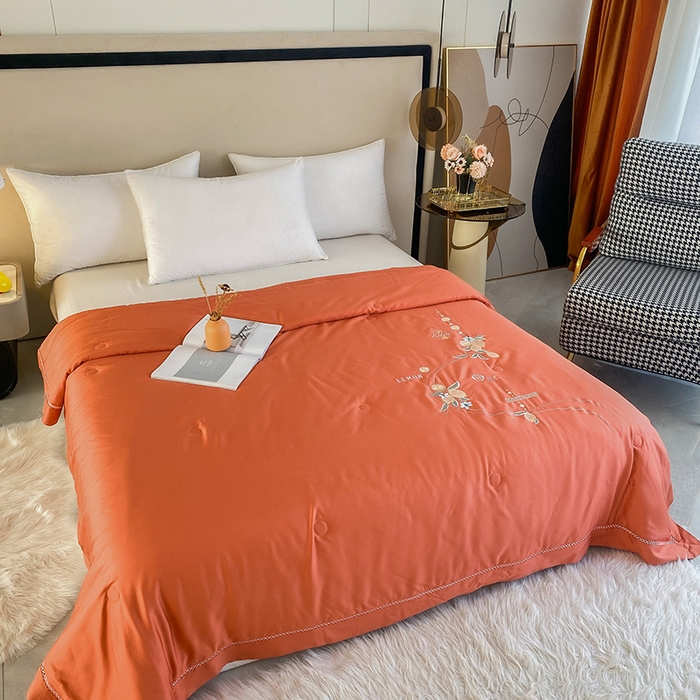 91家纺网 家纺一手货源 找家纺 太阳羽家纺 2026新款亲肤柔软柠檬天丝夏被被子被芯 柠檬-橙色