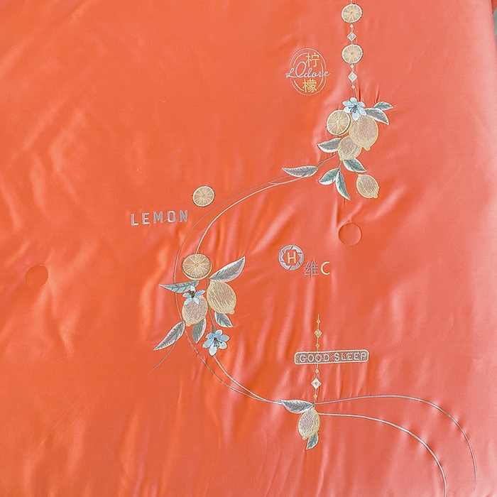 91家纺网 家纺一手货源 找家纺 太阳羽家纺 2026新款亲肤柔软柠檬天丝夏被被子被芯 柠檬-橙色