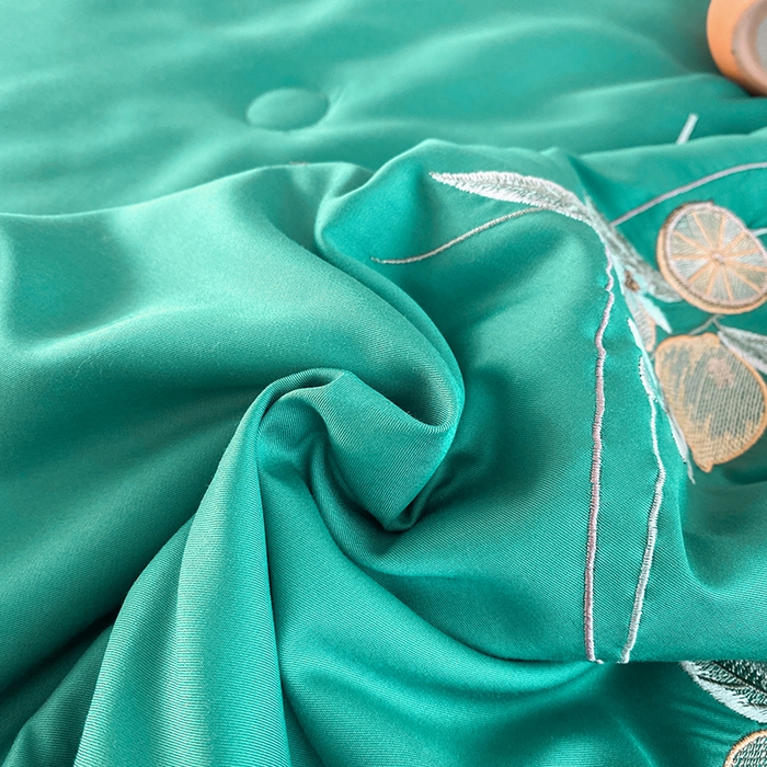 91家纺网 家纺一手货源 找家纺 太阳羽家纺 2026新款亲肤柔软柠檬天丝夏被被子被芯 柠檬-孔雀绿