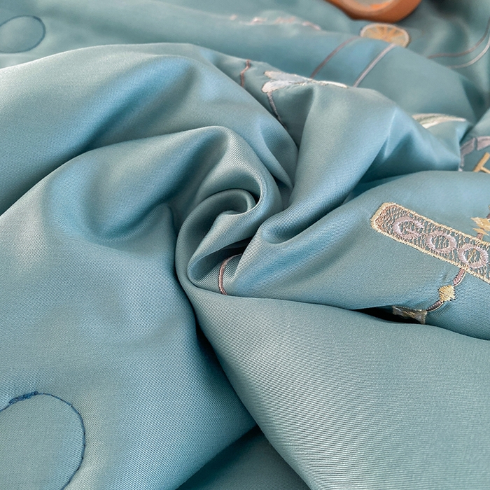 91家纺网 家纺一手货源 找家纺 太阳羽家纺 2026新款亲肤柔软柠檬天丝夏被被子被芯 柠檬-海洋蓝