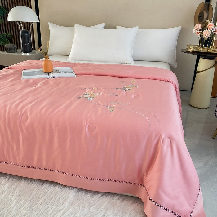 91家纺网 家纺一手货源 找家纺 太阳羽家纺 2026新款亲肤柔软柠檬天丝夏被被子被芯 柠檬-暗红